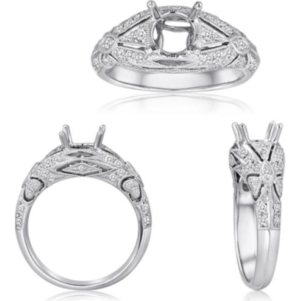 Roman & Jules - 14K White Gold Round Diamond Ring - 0.40 Carat Total Diamond Weight