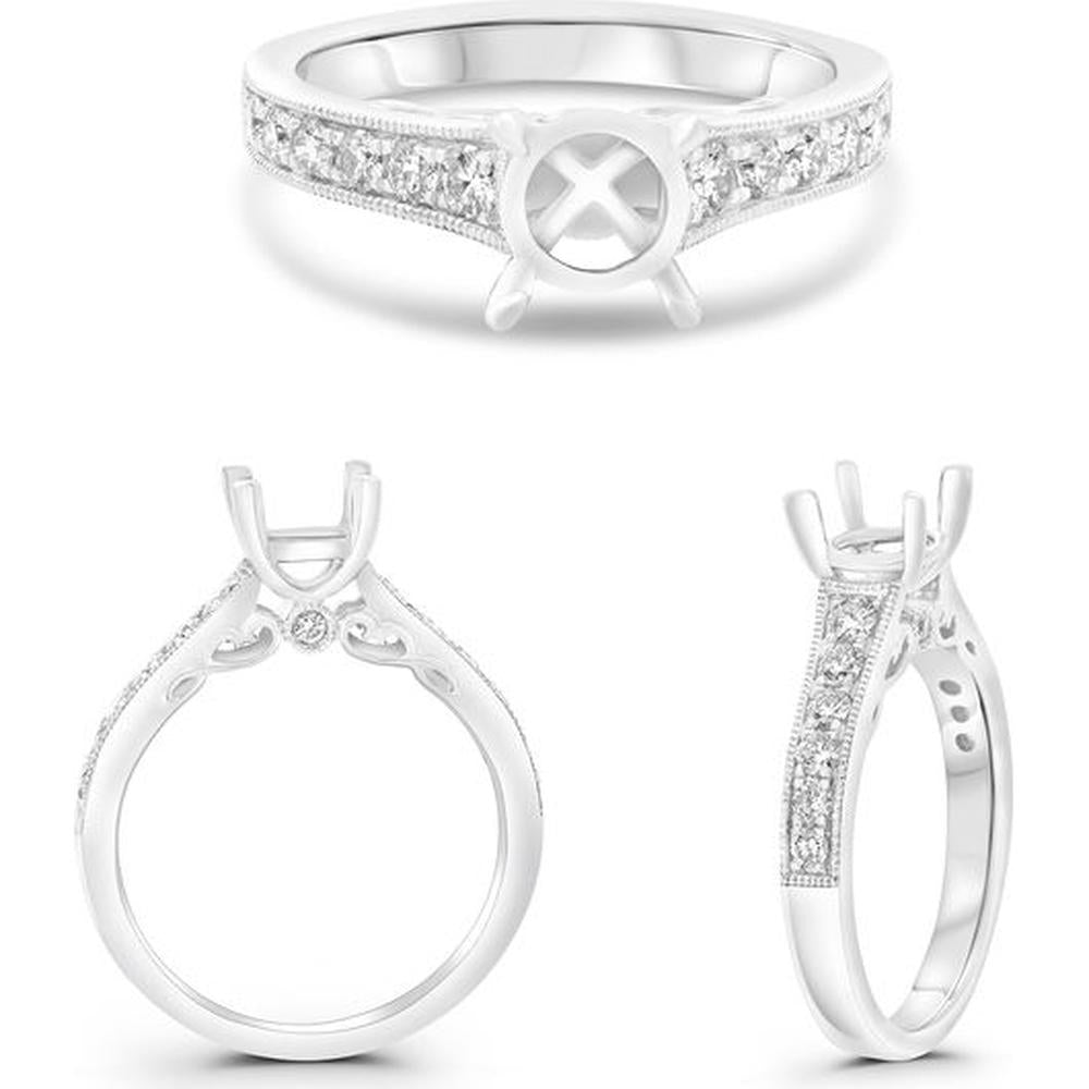 Roman & Jules - 14K White Gold Round Diamond Ring - 0.41 Carat Total Diamond Weight
