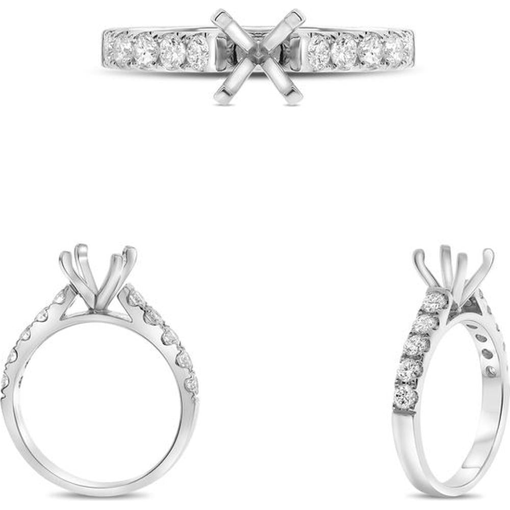 Roman & Jules - 14K White Gold Round Diamond Ring - 0.59 Carat Total Diamond Weight