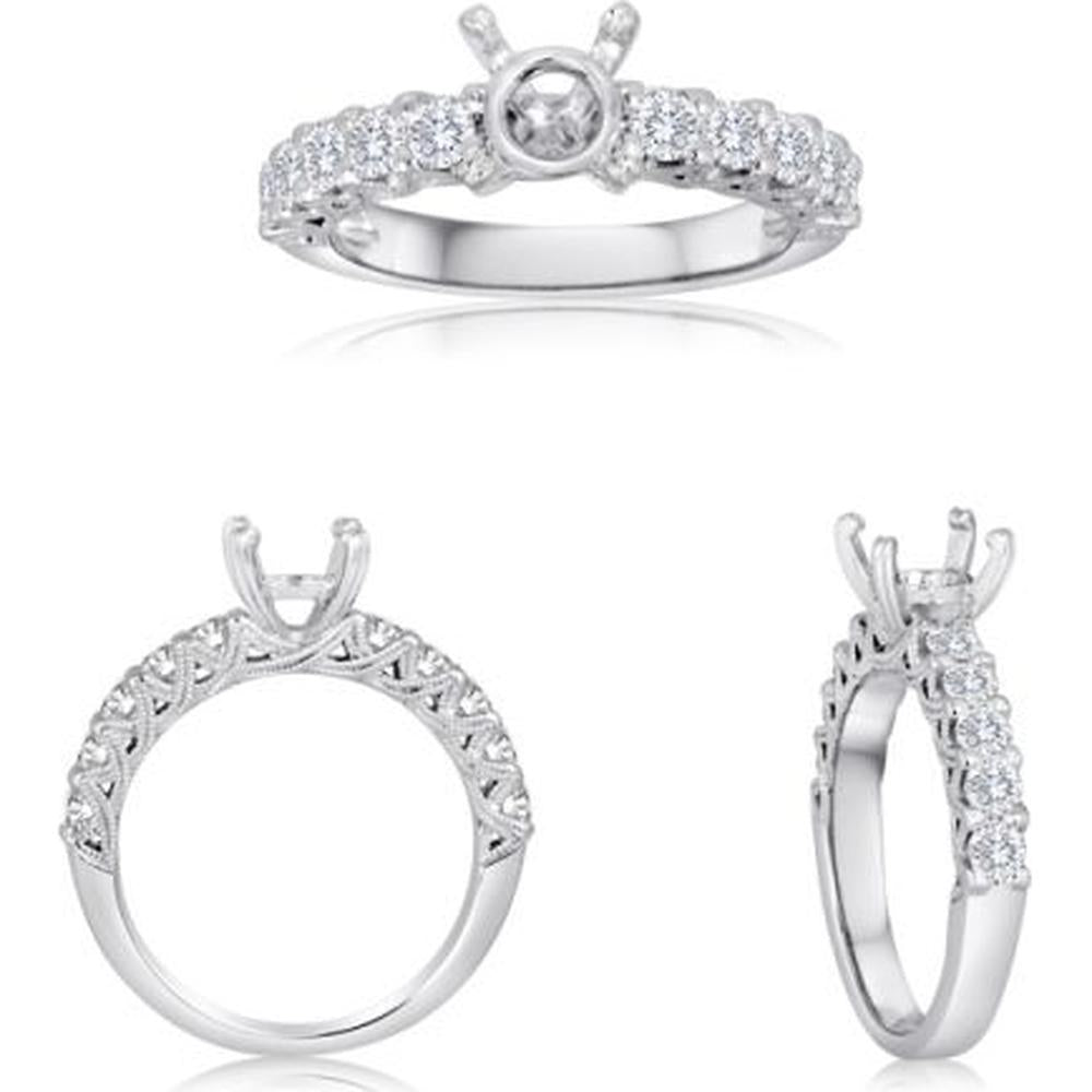 Roman & Jules - 14K White Gold Round Diamond Ring - 0.75 Carat Total Diamond Weight