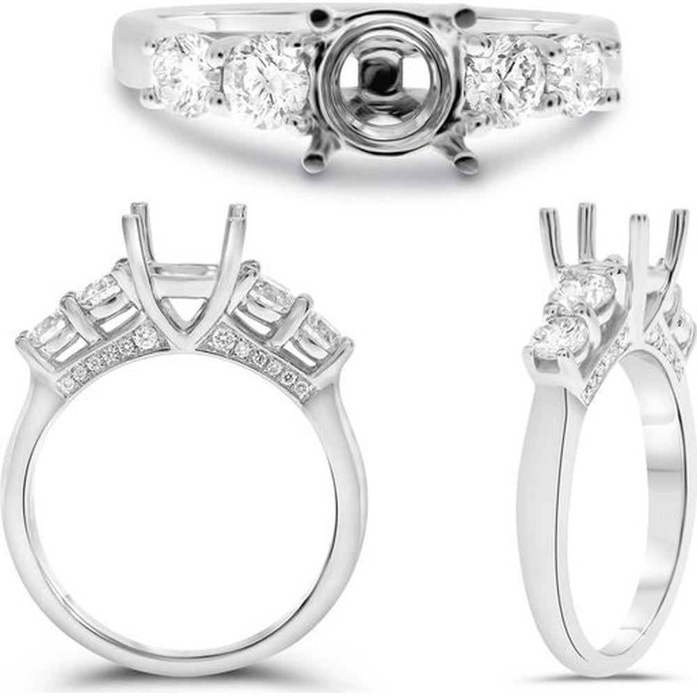 Roman & Jules - 14K White Gold Round Diamond Ring - 0.79 Carat Total Diamond Weight