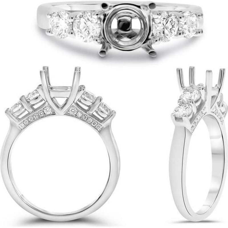 Roman & Jules - 14K White Gold Round Diamond Ring - 0.79 Carat Total Diamond Weight