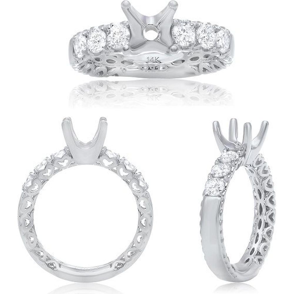 Roman & Jules - 14K White Gold Round Diamond Ring - 0.79 Carat Total Diamond Weight