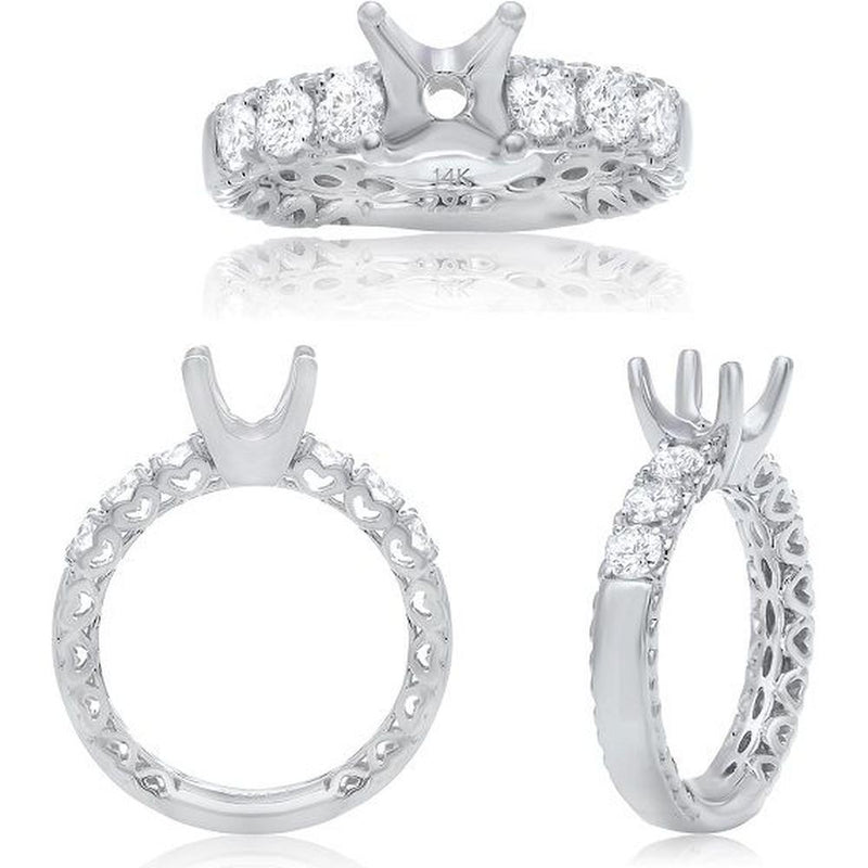 Roman & Jules - 14K White Gold Round Diamond Ring - 0.79 Carat Total Diamond Weight