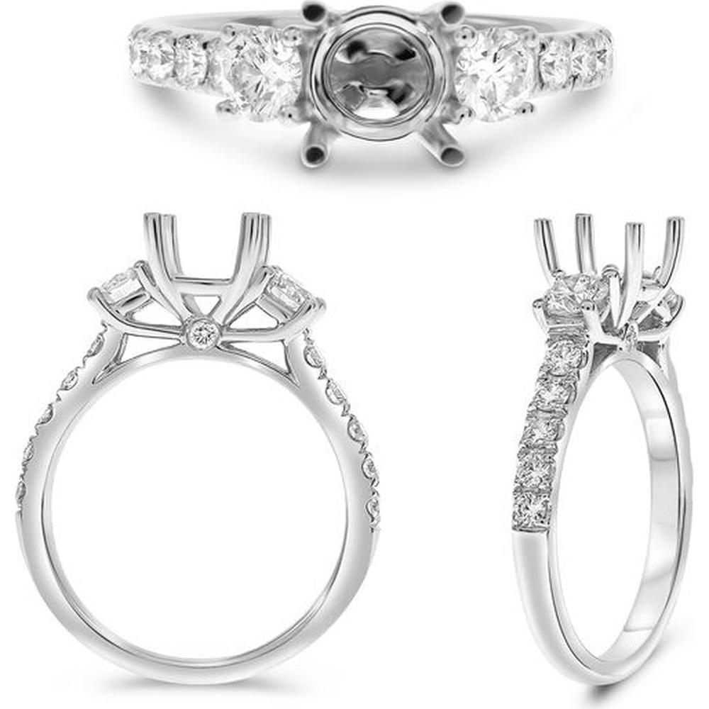 Roman & Jules - 14K White Gold Round Diamond Ring with 0.43 Carat Round Diamond and 0.47 Carat Total Diamond Weight