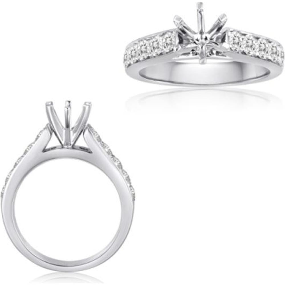 Roman & Jules - 14K White Gold Round Diamond Ring with 0.69 Carat Diamond