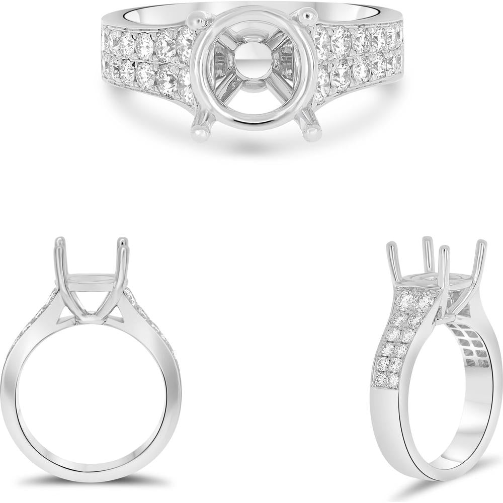 Roman & Jules - 14K White Gold Round Diamond Ring with 0.82 Carat Total Diamond Weight