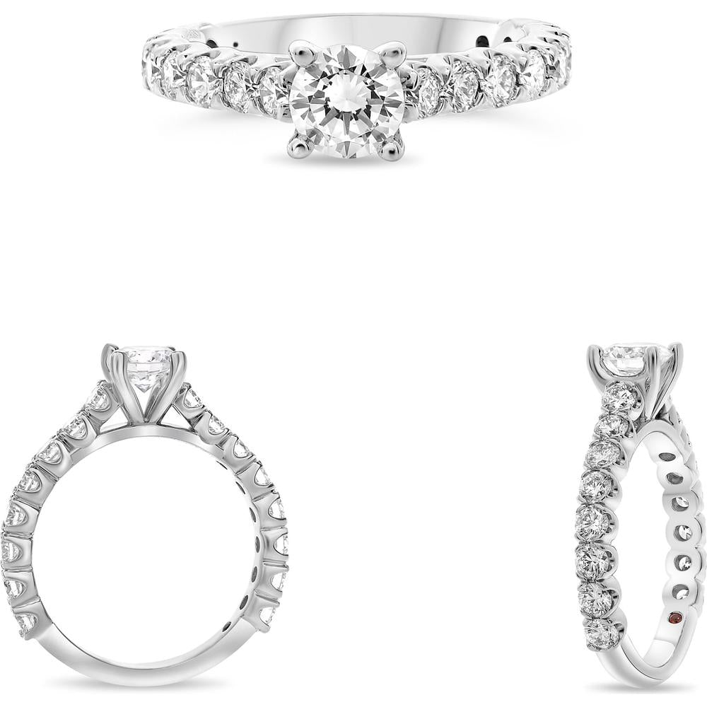 Roman & Jules - 14K White Gold Round Diamond Ring with 0.96 Carat Total Weight of Round Diamonds