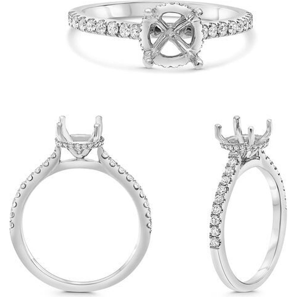 Roman & Jules - 14K White Gold Round Diamond Ring with Hidden Full Halo - 0.31 Carat Total Diamond Weight