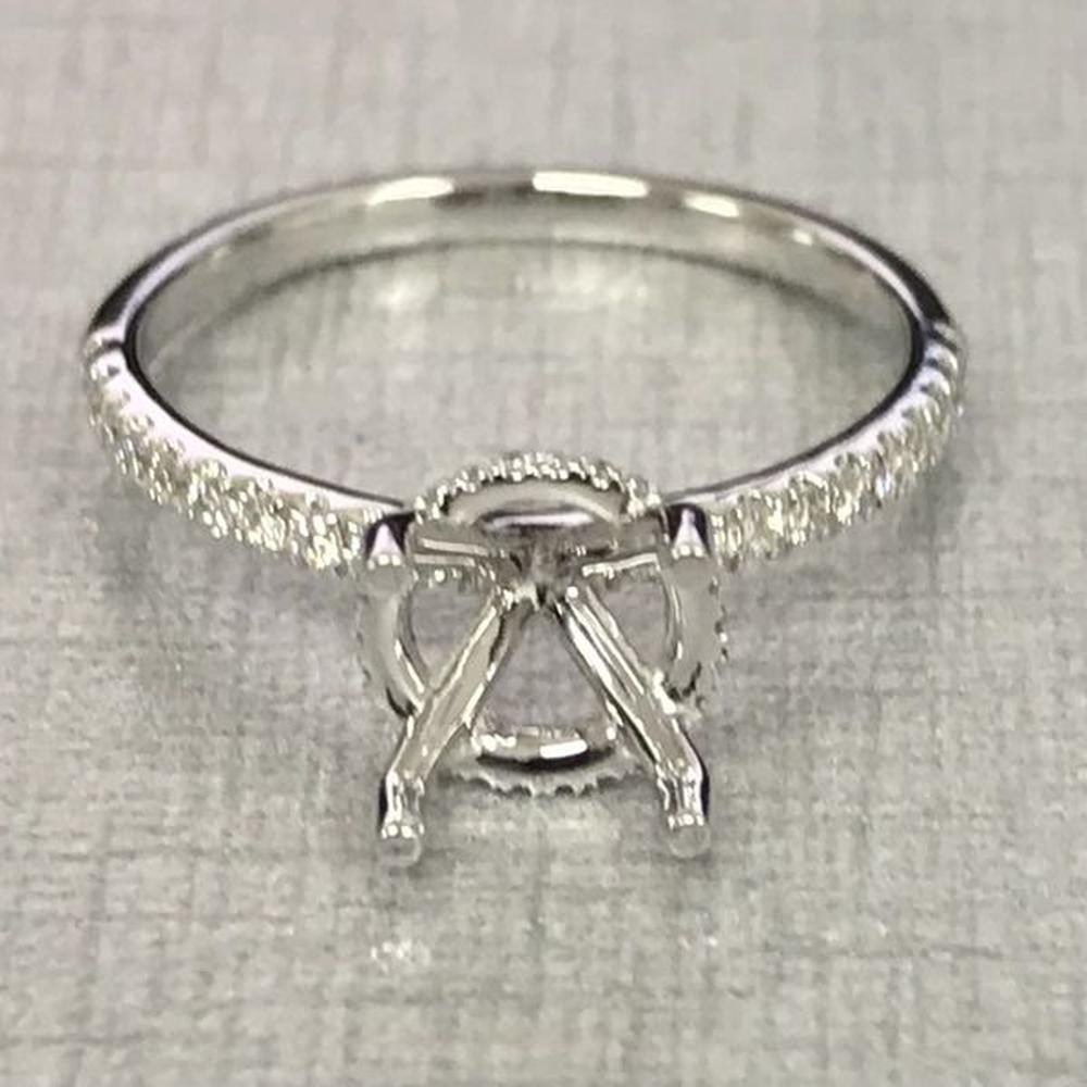 Roman & Jules - 14K White Gold Round Diamond Ring with Hidden Full Halo and Micropavé Setting - 0.23 Carat Total Diamond Weight