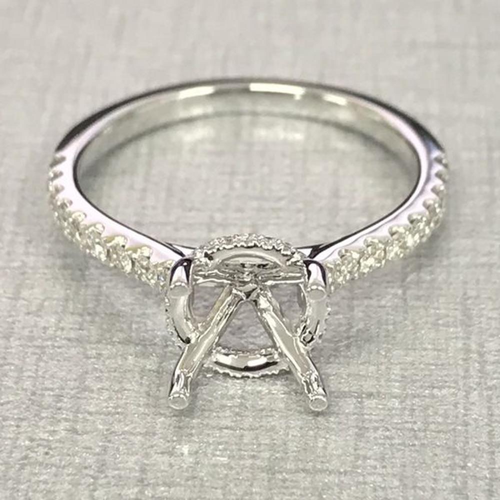 Roman & Jules - 14K White Gold Round Diamond Ring with Hidden Full Halo and Micropavé Setting - 0.32 Carat Total Diamond Weight