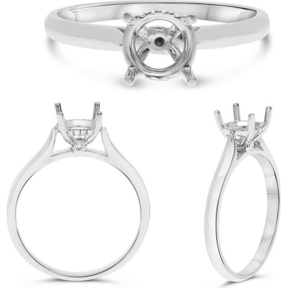 Roman & Jules - 14K White Gold Round Diamond Ring with Hidden Half Halo - 0.75 Carat Total Diamond Weight