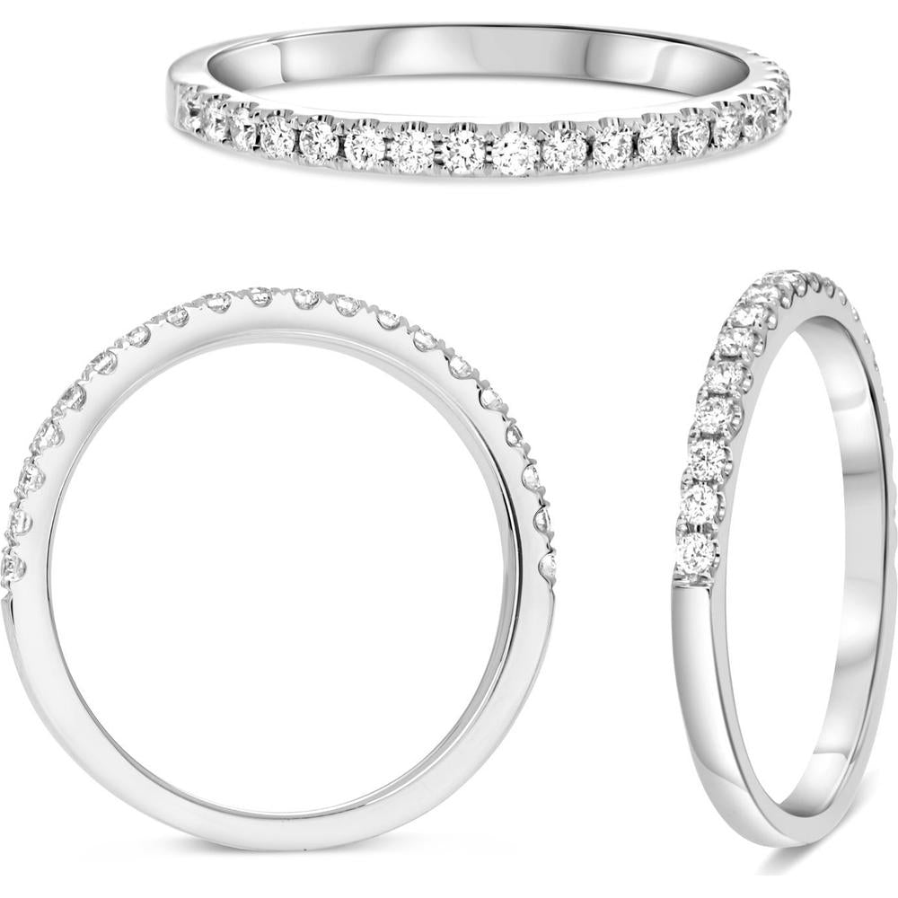 Roman & Jules - 14K White Gold Round Diamond Ring with Micropavé Setting - 0.25 Carat Total Diamond Weight