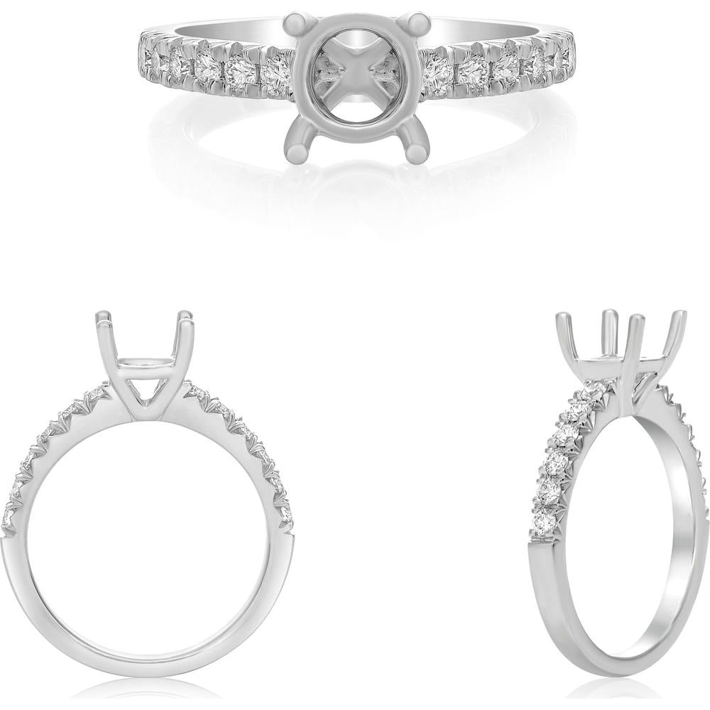 Roman & Jules - 14K White Gold Round Diamond Ring with Prong Set Round Diamonds - 0.35 Carat Total Diamond Weight