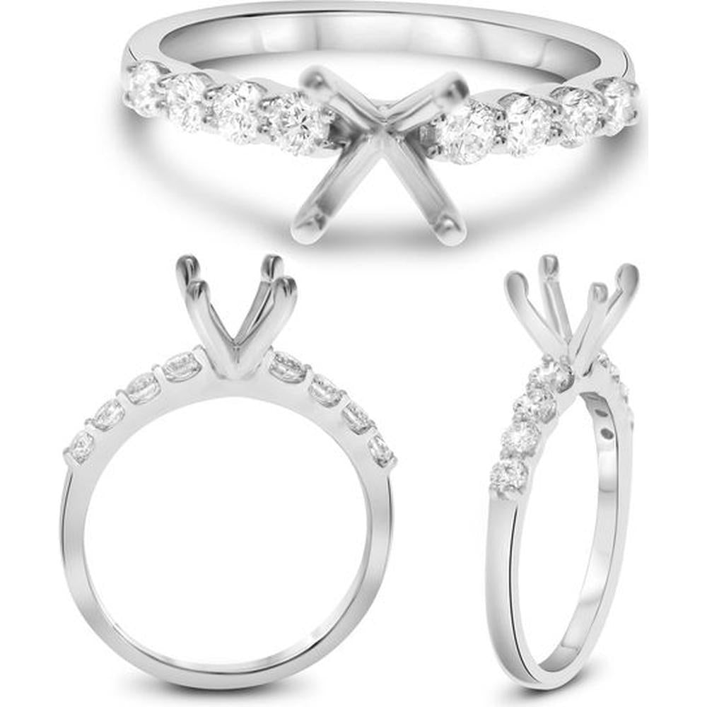 Roman & Jules - 14K White Gold Round Diamond Ring with Shared Prong Setting - 0.42 Carat Total Diamond Weight