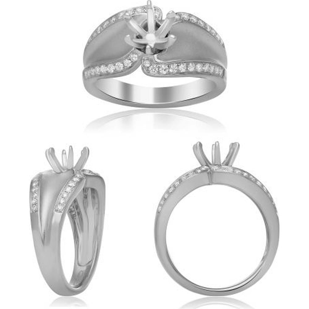 Roman & Jules - 14K White Gold Round Diamond Ring with Tapered Band - 0.28 Carat Total Diamond Weight