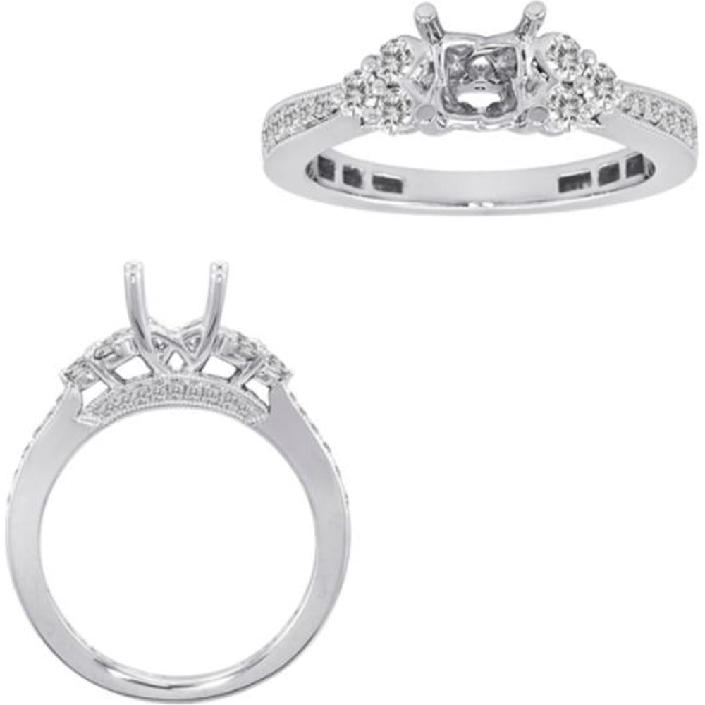 Roman & Jules - 14K White Gold Round Diamond Ring with Tapered Shank - 0.50 Carat Total Diamond Weight