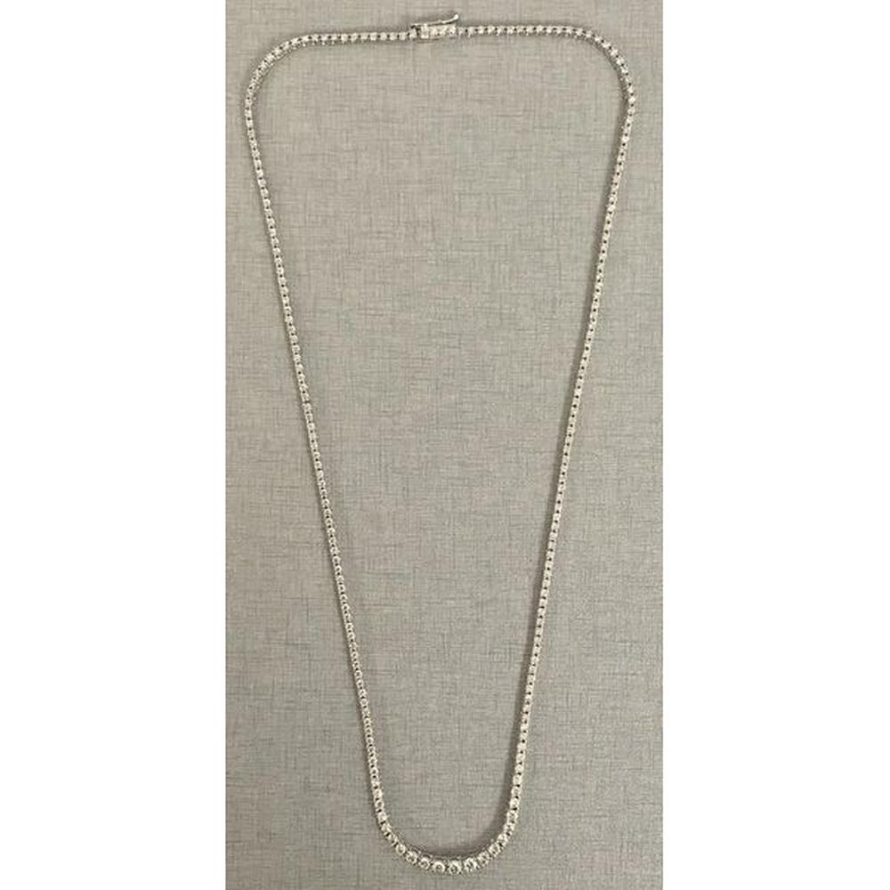 Roman & Jules - 14K White Gold Round Diamond Riviera Necklace - 4.00 Carat Total Diamond Weight