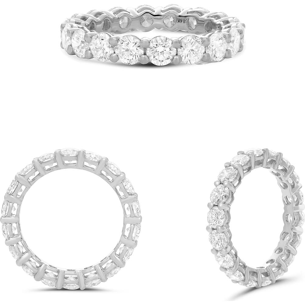 Roman & Jules - 14K White Gold Round Diamond Shared Prong Eternity Band - 3.32 Carat Total Diamond Weight