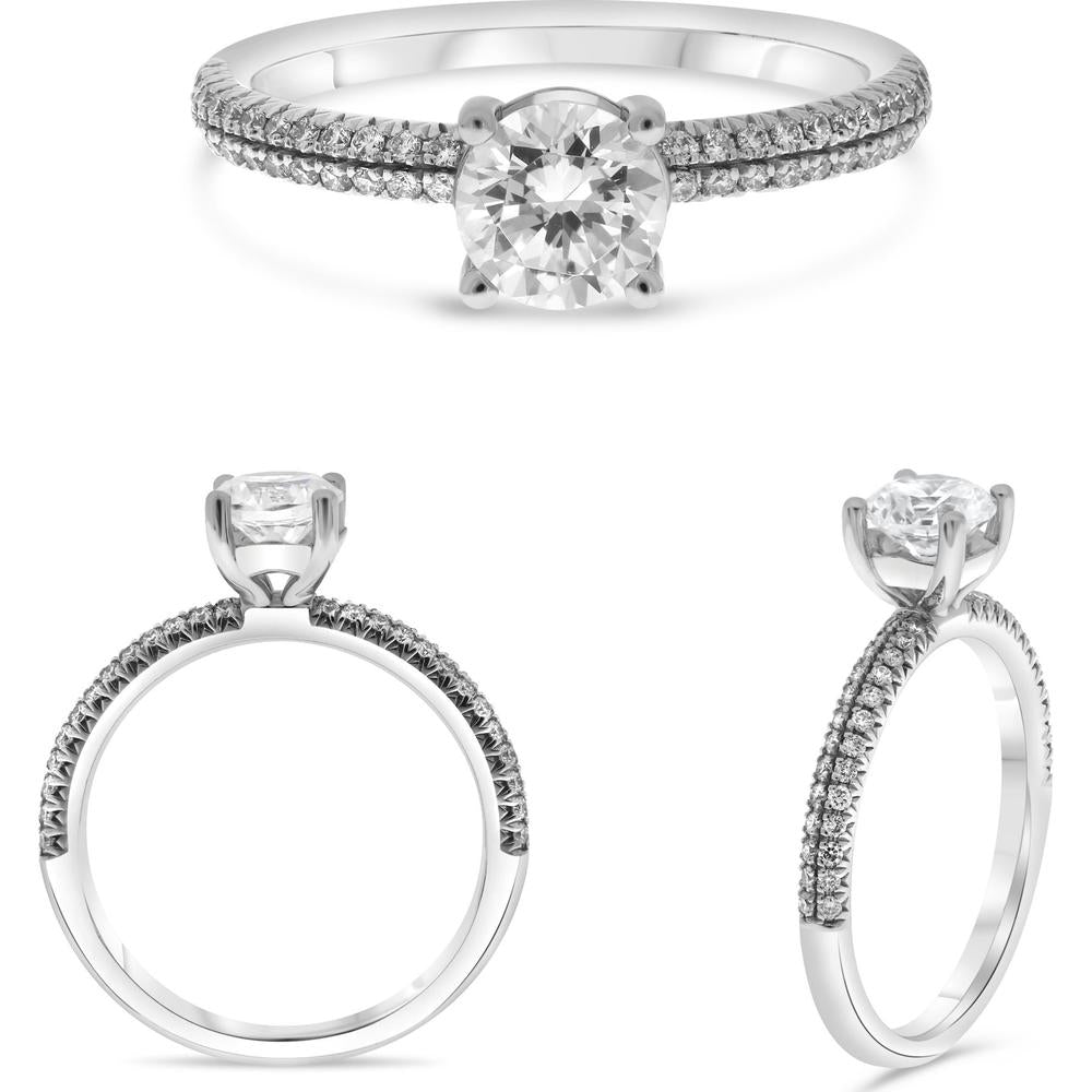 Roman & Jules - 14K White Gold Round Diamond Solitaire Ring - 0.21 Carat Total Diamond Weight