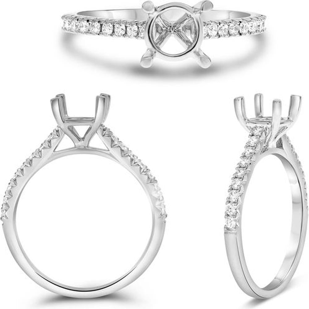 Roman & Jules - 14K White Gold Round Diamond Solitaire Ring - 0.25 Carat Total Diamond Weight