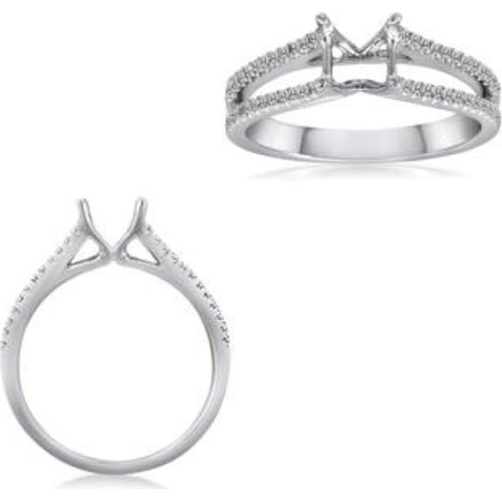 Roman & Jules - 14K White Gold Round Diamond Split Shank Ring - 0.19 Carat Total Diamond Weight