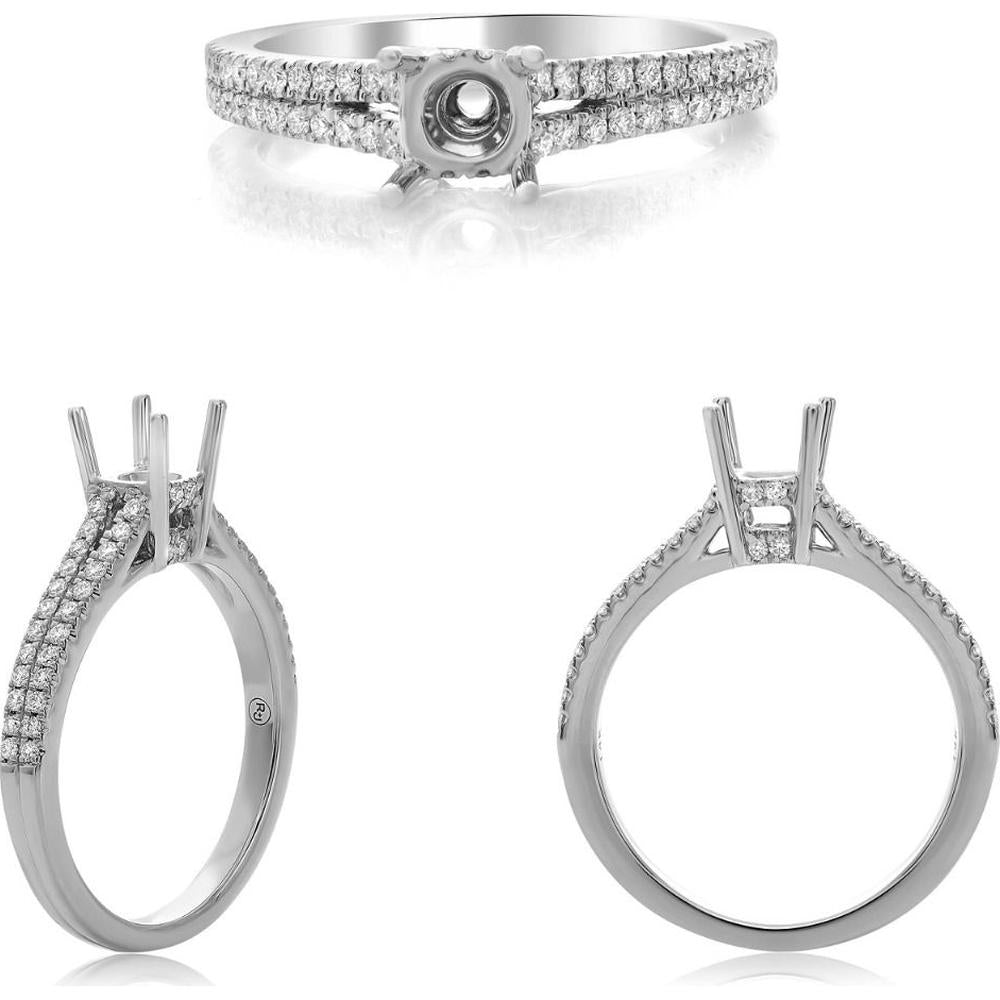 Roman & Jules - 14K White Gold Round Diamond Split Shank Ring - 0.33 Carat Total Diamond Weight