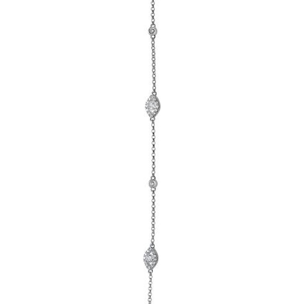 Roman & Jules - 14K White Gold Round Diamond Station Bracelet with Halo Setting - 0.37 Carat Total Diamond Weight