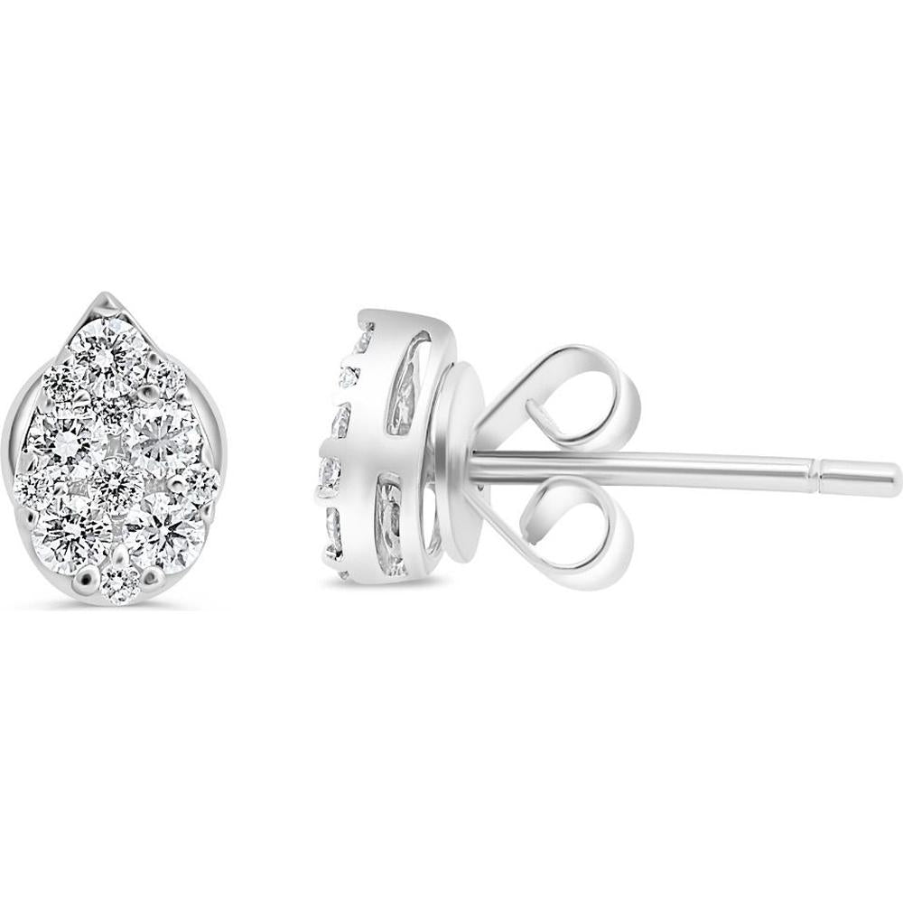 Roman & Jules - 14K White Gold Round Diamond Stud Earrings - 0.30 Carat Total Diamond Weight