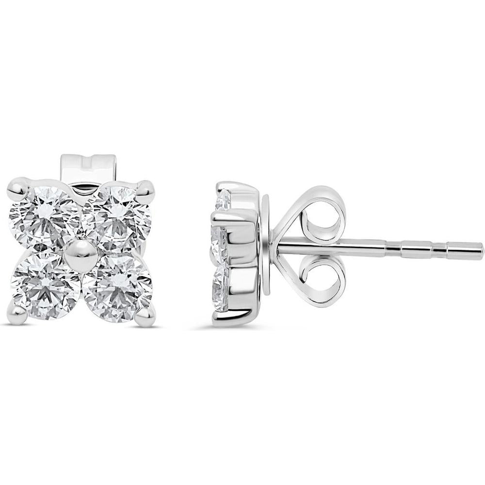 Roman & Jules - 14K White Gold Round Diamond Stud Earrings - 1.0 Carat Total Diamond Weight
