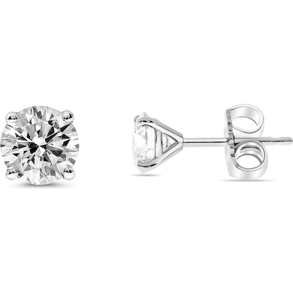 Roman & Jules - 14K White Gold Round Diamond Stud Earrings - 1.11 Carat Total Diamond Weight