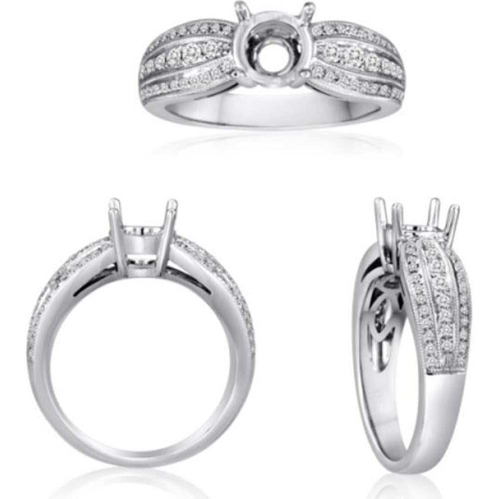 Roman & Jules - 14K White Gold Round Diamond Tapered Band Ring - 0.31 Carat Total Diamond Weight