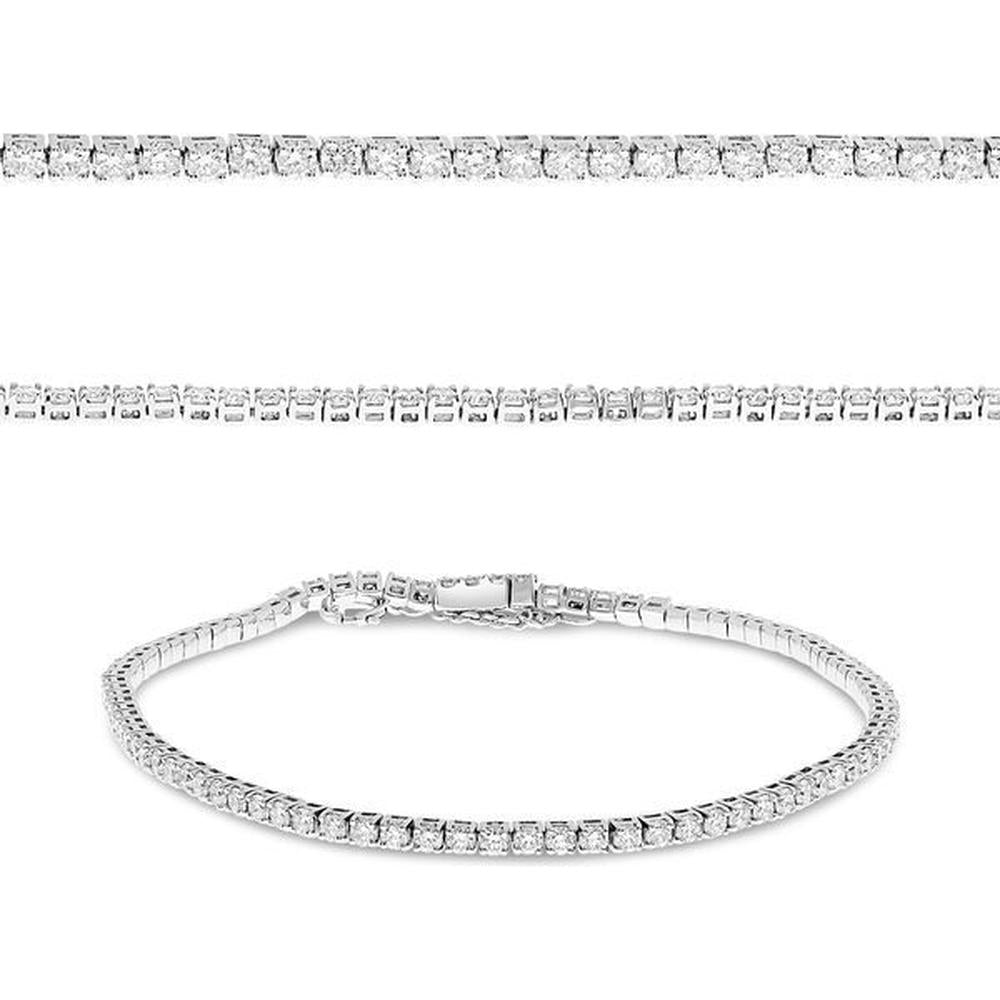 Roman & Jules - 14K White Gold Round Diamond Tennis Bracelet - 1.87 Carat Total Diamond Weight