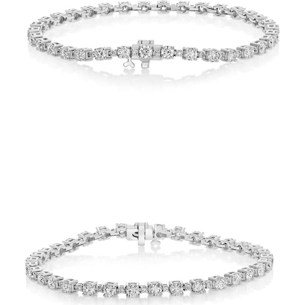 Roman & Jules - 14K White Gold Round Diamond Tennis Bracelet with Prong Set Diamonds - 5.00 Carat Total Diamond Weight