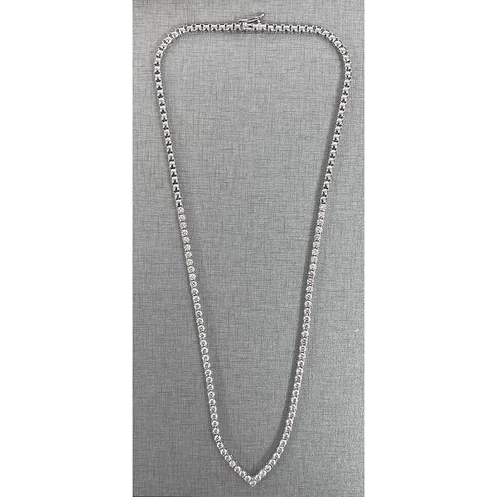 Roman & Jules - 14K White Gold Round Diamond Tennis Necklace with Prong Set Diamonds - 6.00 Carat Total Diamond Weight