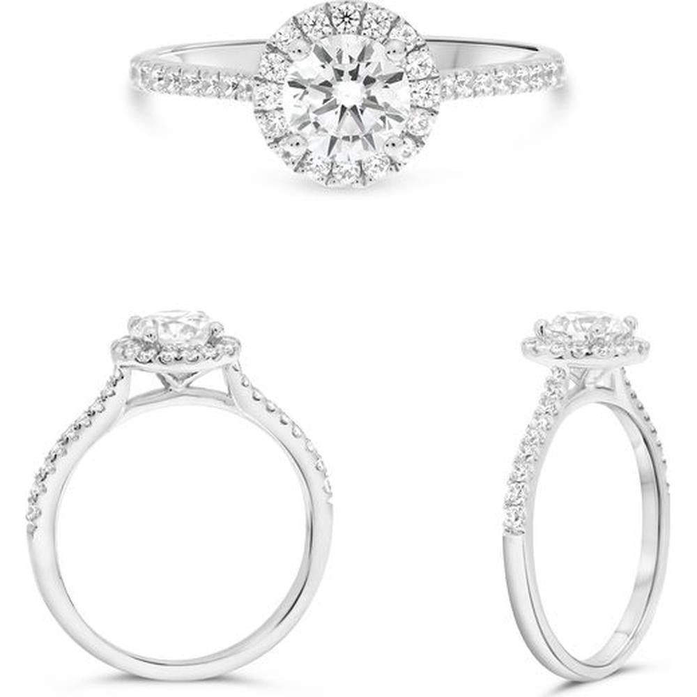 Roman & Jules - 14K White Gold Round Halo Engagement Ring with 2 Carat Round Diamond