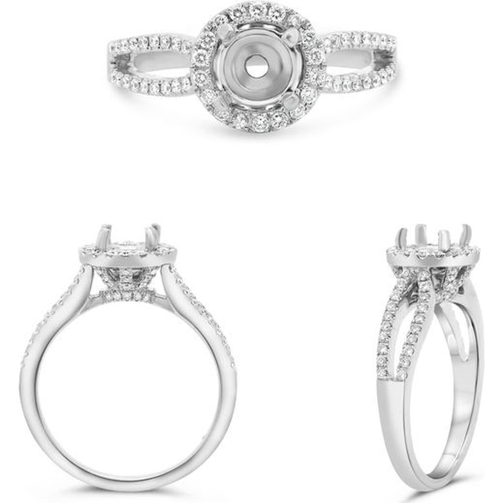 Roman & Jules - 14K White Gold Round Open Shank Engagement Setting with 0.40 Carat Round Diamond Accents