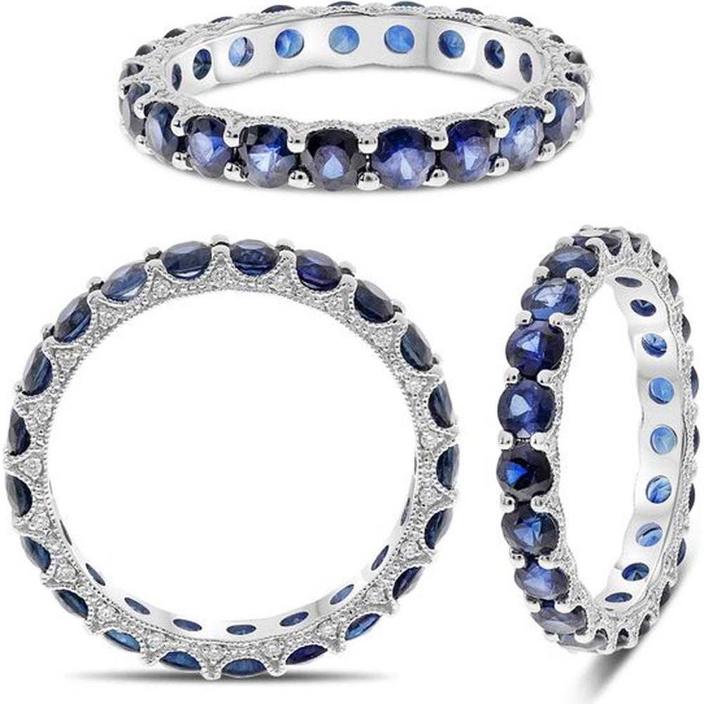 Roman & Jules - 14K White Gold Sapphire Eternity Band - 2.25 Carat Total Sapphire Weight