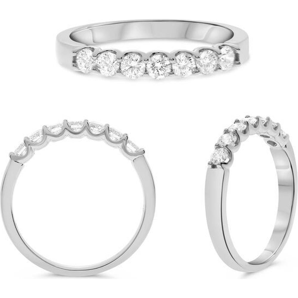 Roman & Jules - 14K White Gold Seven-Stone Round Diamond Wedding Band - 0.50 Carat Total Diamond Weight