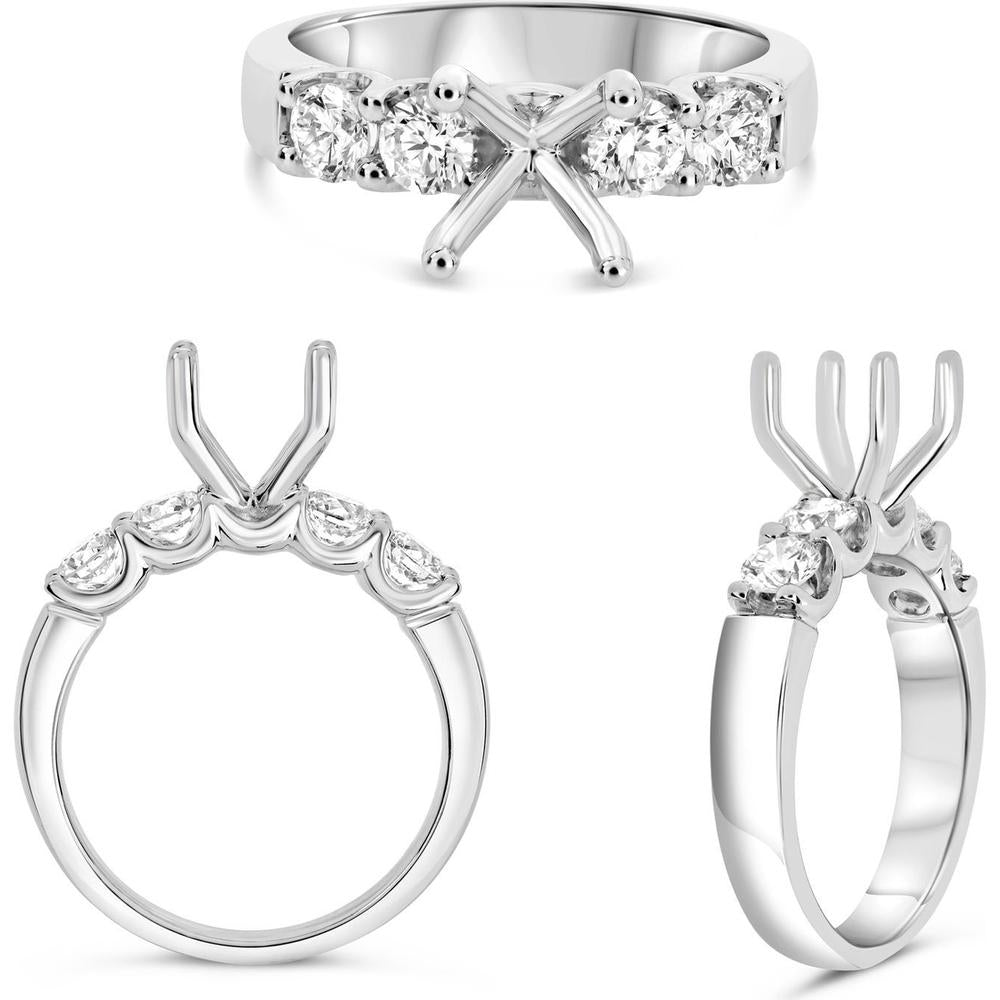 Roman & Jules - 14K White Gold Seven-Stone Wedding Band with Round Diamonds - 0.80 Carat Total Diamond Weight