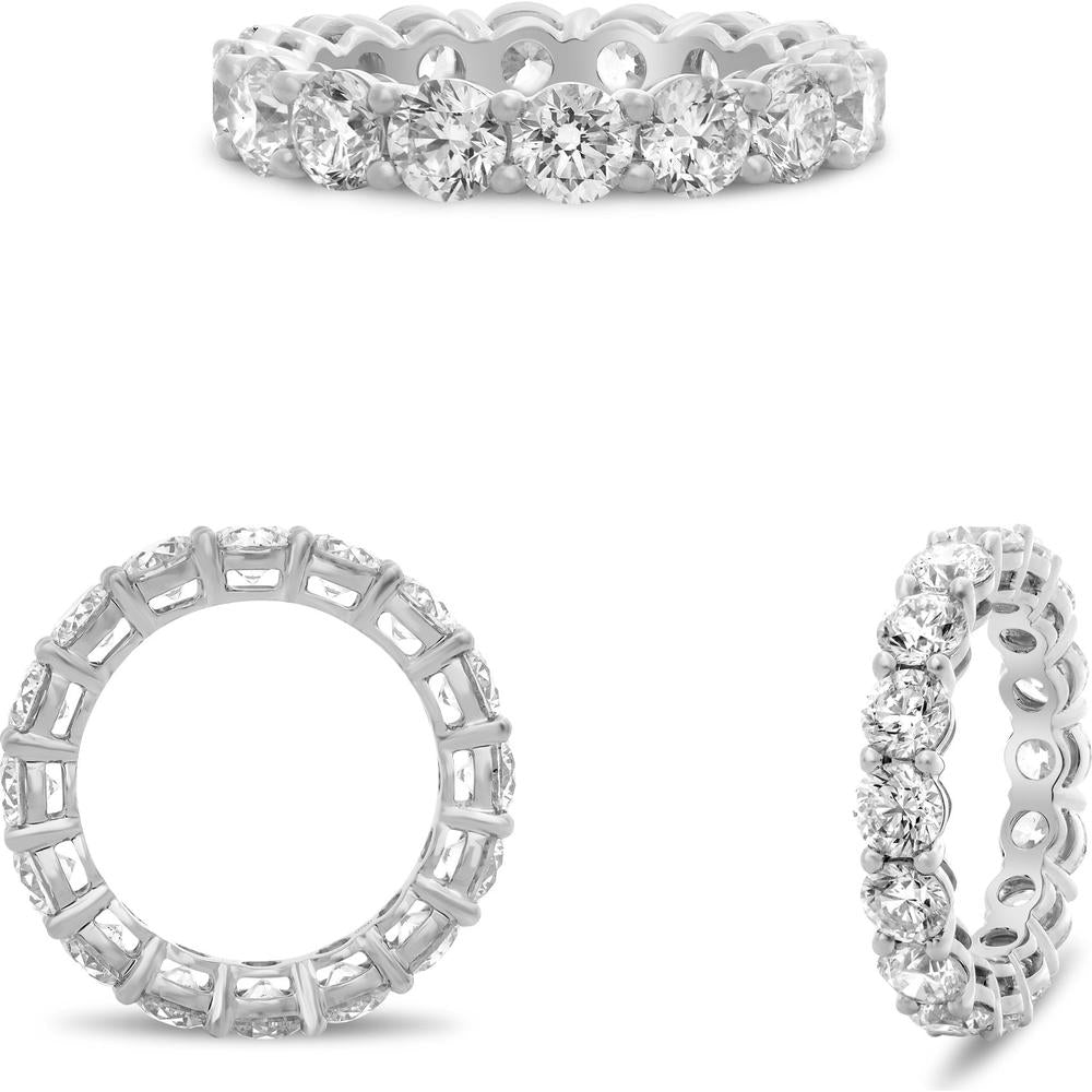 Roman & Jules - 14K White Gold Shared Prong Diamond Eternity Ring - 4.54 Carat Total Diamond Weight