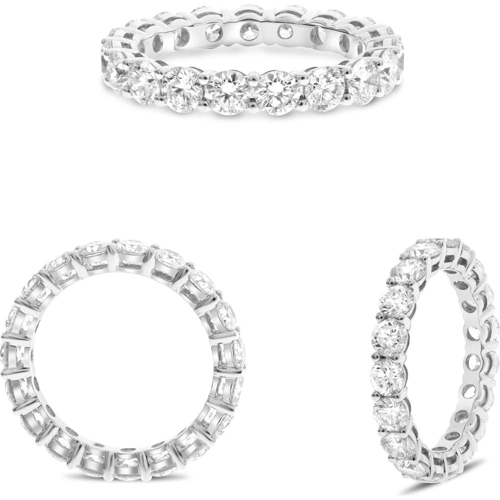Roman & Jules - 14K White Gold Shared Prong Round Diamond Eternity Band - 2.96 Carat Total Diamond Weight