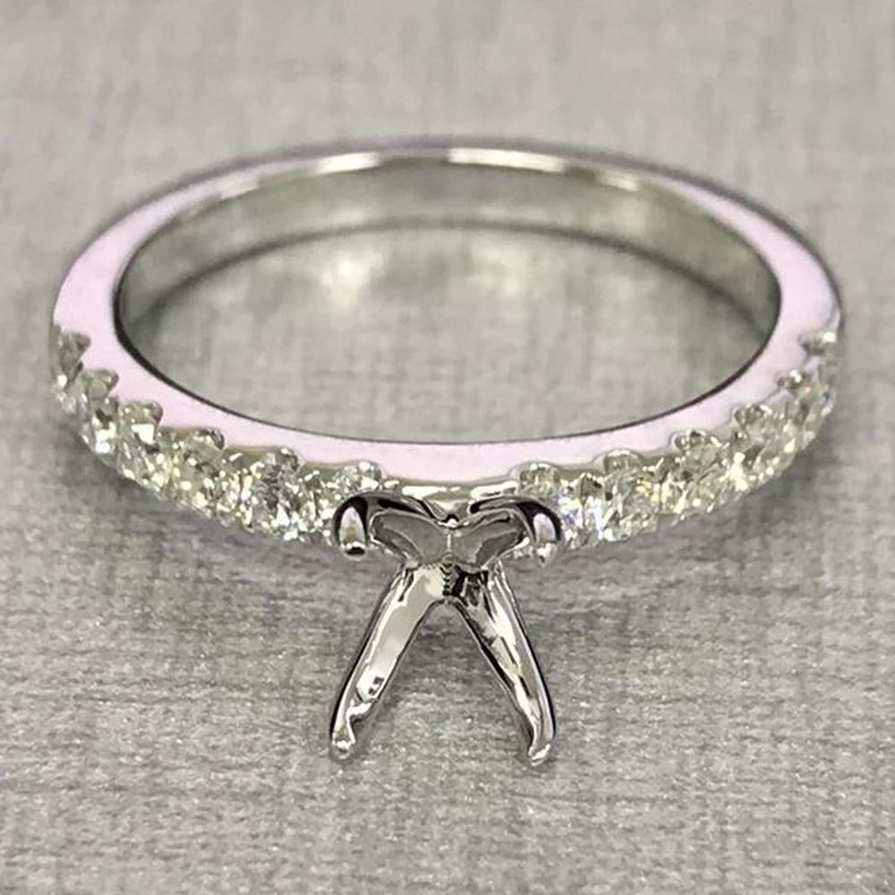 Roman & Jules - 14K White Gold Six Prong Engagement Ring with Round Diamonds - 0.48 Carat Total Diamond Weight