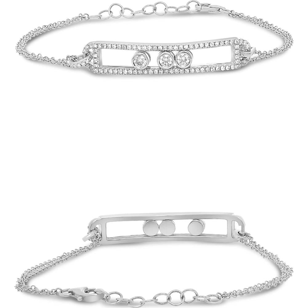 Roman & Jules - 14K White Gold Sliding Diamond Trio Bracelet with Round Diamonds - 0.42 Carat Total Diamond Weight