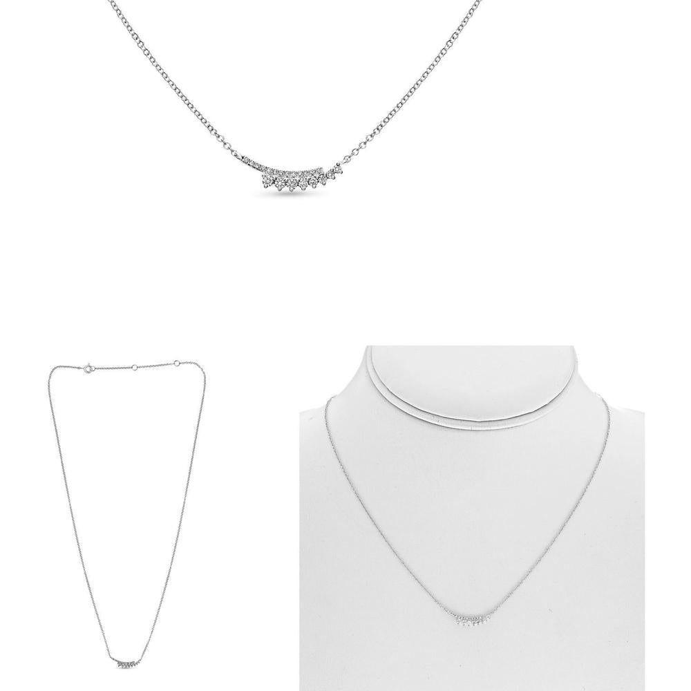 Roman & Jules - 14K White Gold Smile Necklace with 0.16 Carat Round Diamonds