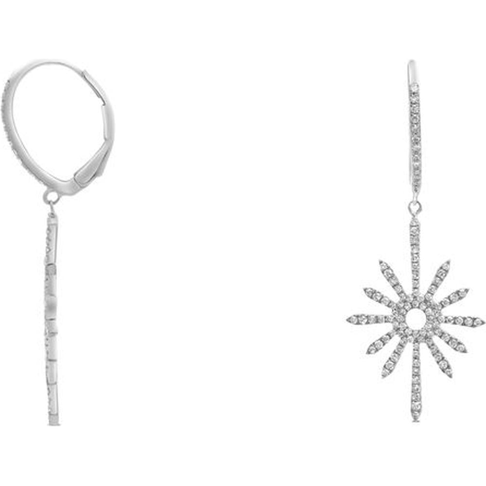 Roman & Jules - 14K White Gold Starburst Diamond Drop Earrings - 0.49 Carat Total Diamond Weight