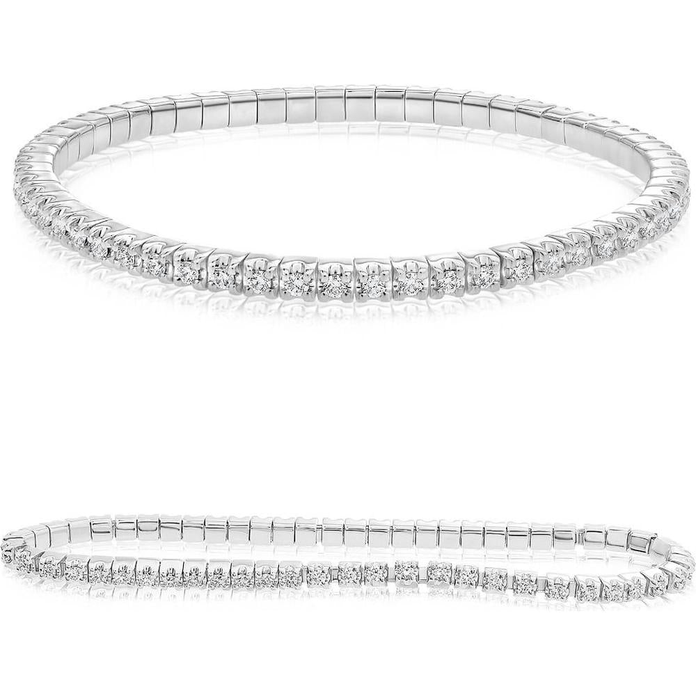 Roman & Jules - 14K White Gold Stretch Bracelet with 1.75 Carat Round Diamonds