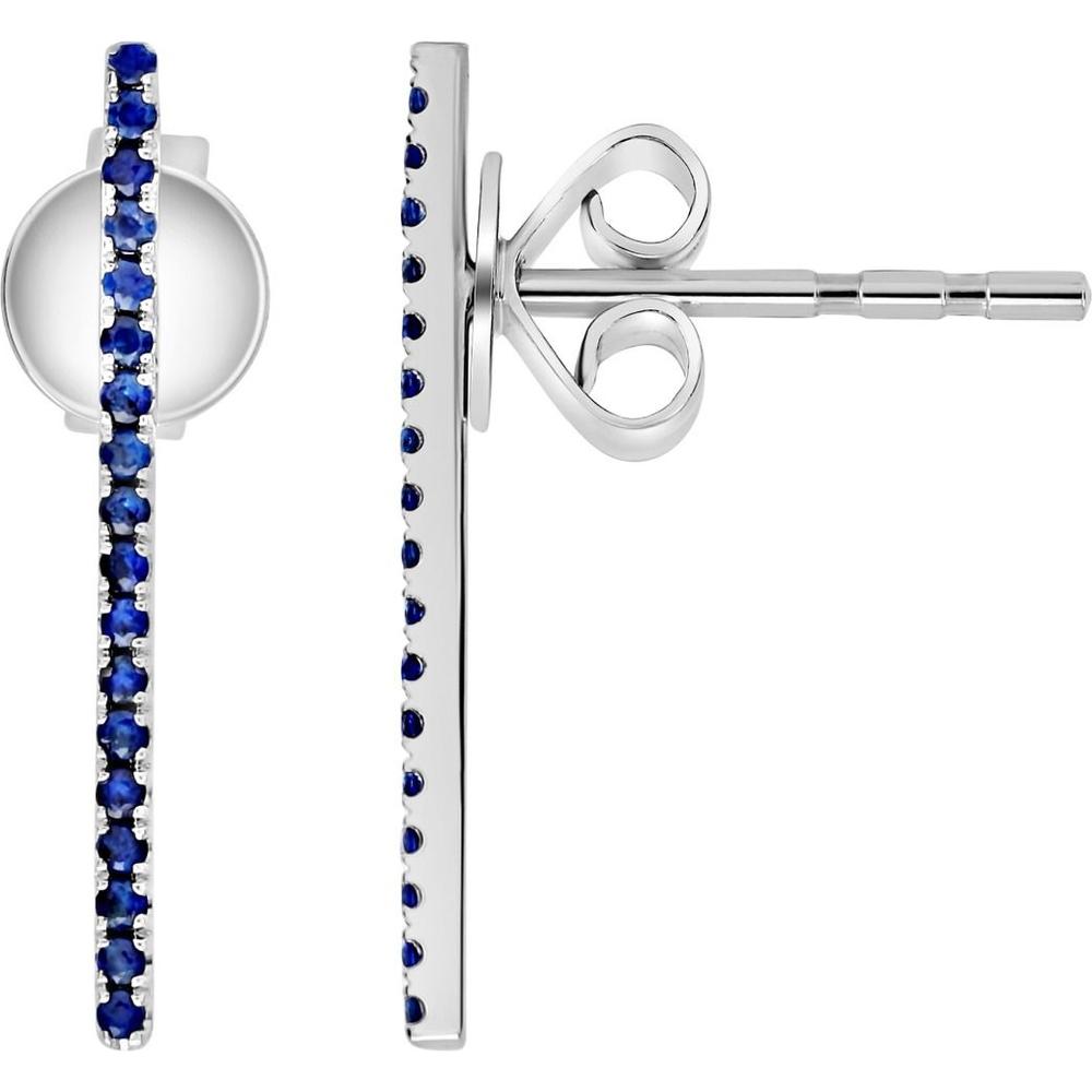 Roman & Jules - 14K White Gold Stud Earrings with Micropavé Set Sapphires - 0.19 Carat Total Sapphire Weight