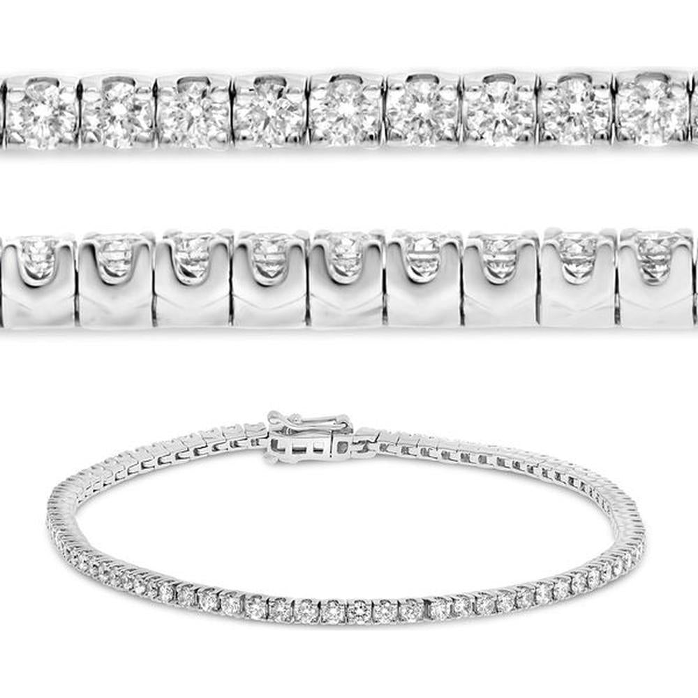 Roman & Jules - 14K White Gold Tennis Bracelet with 2-Carat Round Diamonds - Prong Set