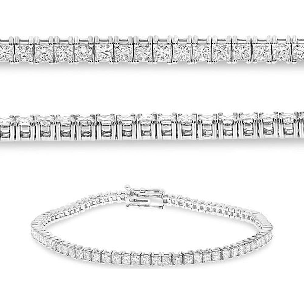 Roman & Jules - 14K White Gold Tennis Bracelet with Prong Set White Diamonds - 4.03 Carat Total Diamond Weight